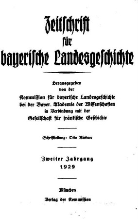 Zeitschrift für bayerische Landesgeschichte : ZBLG. 2, 2. 1929