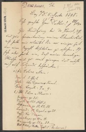 Brief an B. Schott's Söhne : 05.11.1898
