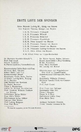 Erste Liste der Spender