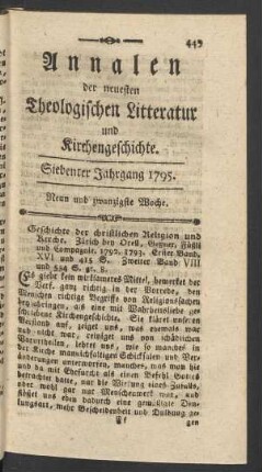 Neun und zwanzigste Woche