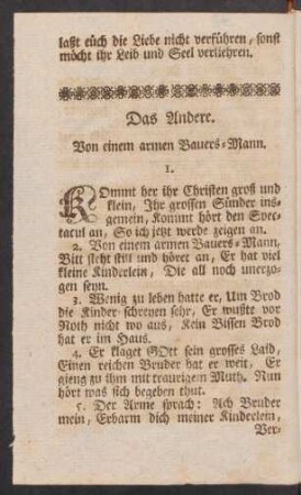 Das Andere. : Von einem armen Bauers=Mann.