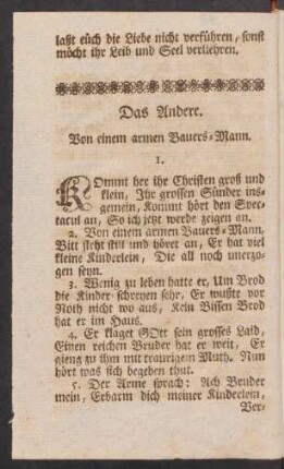 Das Andere. : Von einem armen Bauers=Mann.