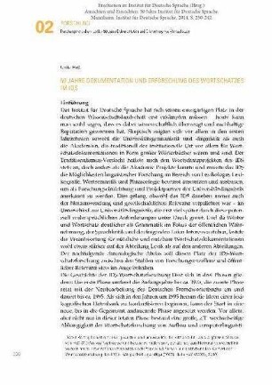 50 Jahre Dokumentation und Erforschung des Wortschatzes im IDS