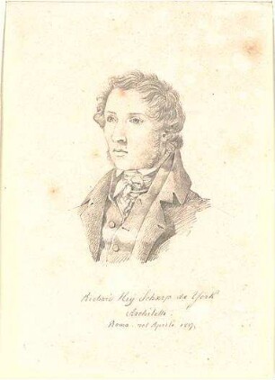 Gärtner, Friedrich von; Portrait, "Richard Hey Scharp da York, Architetto" - Portrait - Studie