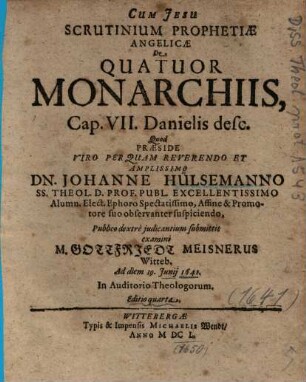 De Quatuor Monarchiis, Cap. VII. Danielis desc.