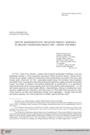 42: Motyw ikonograficzny Tonącego Okrętu Kościoła w grafice niemieckiej około 1490 – około 1550 roku