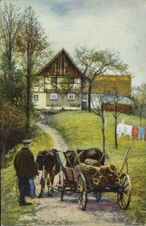 [Mit Holz beladener Karren]