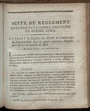 Suite De L'Ordre Judiciaire En Matiere Civile.