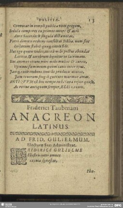 Friderici Taubmani Anacreon Latinus