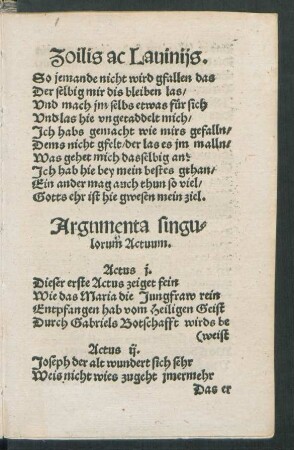 Argumenta singulorum Actuum.