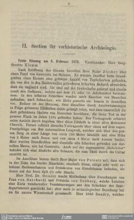 II. Section für vorhistorische Archäologie
