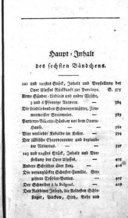 Haupt-Inhalt des sechsten Bändchens
