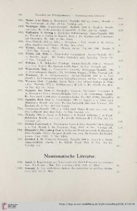 Numismatische Literatur (Nr.7708-7752)