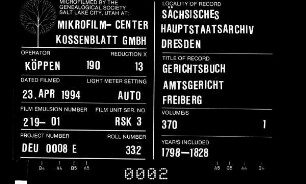 Konsensbuch von Seifersdorf (bei Freiberg), Bd. 1