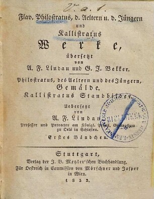Flavius Philostratus, des Aeltern und des Jüngern und Kallistratus Werke, 2,1. Gemälde