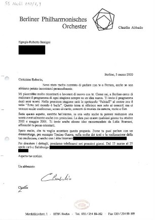Brief an Roberto Benigni : 05.03.2000