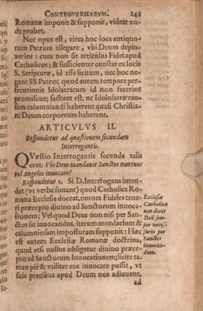 Articvlvs II. Respondetur ad quaestionem secundam Interrogantis.