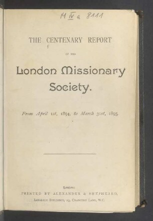 101.1895/96: Report of the London Missionary Society