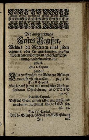 Des andern Theils Erstes Register, [...]