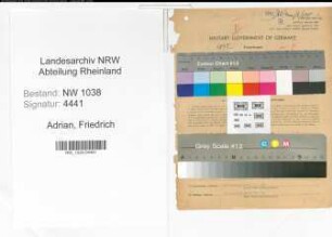 Entnazifizierung Friedrich Adrian , geb. 28.04.1908 (Bahnbeamter)