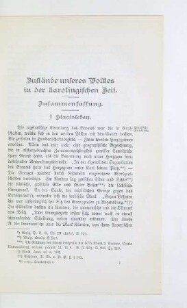 Zustände unseres Volkes in der karolingischen Zeit