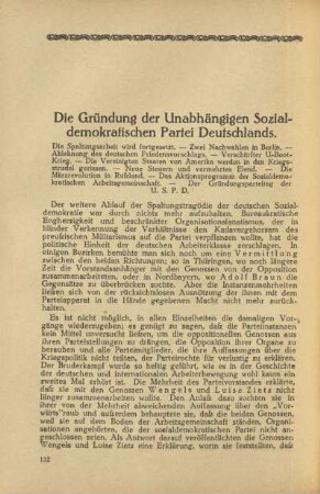 Die Gründung der Unabhängigen Sozialdemokratischen Partei Deutschlands