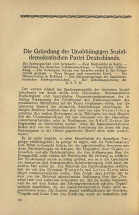 Die Gründung der Unabhängigen Sozialdemokratischen Partei Deutschlands