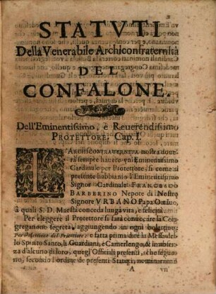 Statuti della venerabile Archiconfraternità del Confalone