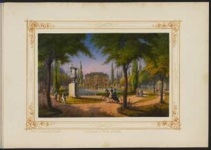 Ansicht vom Palais im großen Garten, gouachierte Lithogr., um 1850 : Ansicht vom Palais im großen Garten in Dresden, - [ca. 1850]. - 1 Kunstblatt : gouachierte Lithogr. ; 17 x 11 cm