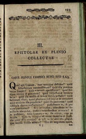 III. Epistolae Ex Plinio Collectae.