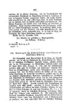 Gnadenzeit für Hinterbliebene von Lehrern an städtischen Schulen : [IV. Elementarschulwesen]