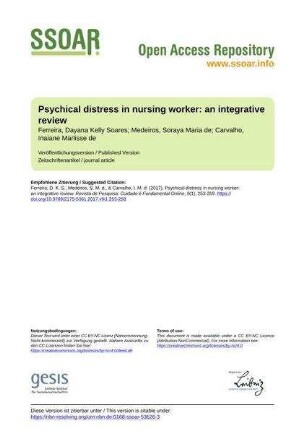 Psychical distress in nursing worker: an integrative review