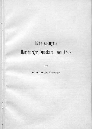 Eine anonyme Hamburger Druckerei von 1502