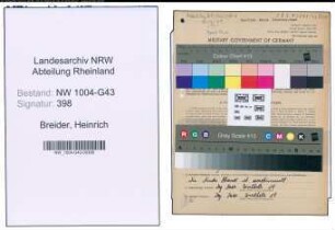Entnazifizierung Heinrich Breider , geb. 11.10.1908 (Steuermann)