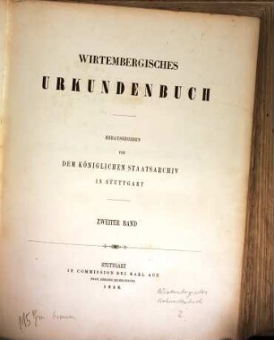Wirtembergisches Urkundenbuch, 2. 1138 - 1212