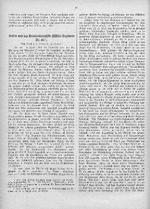 Berlin und das Brandenburgische Füsilier-Regiment Nr. 35