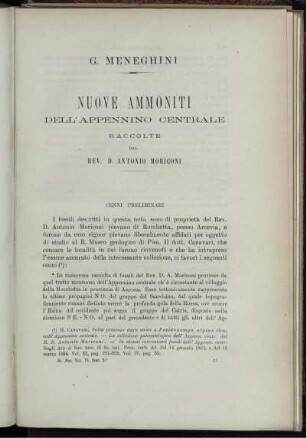 Nuove Ammoniti Dell' Appennino Centrale