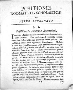 Positiones dogmatico-scholasticae de verbo incarnato