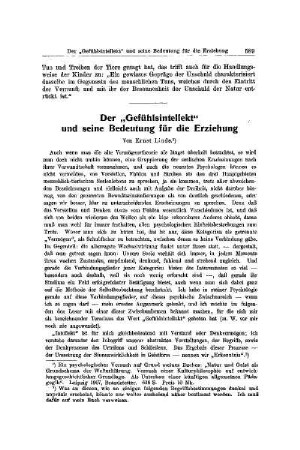 Der "Gefühlsintellekt" und seine Bedeutung für die Erziehung