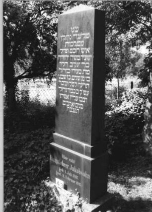 Grabstein 43 (Index: 100085171) Maße HxBxT: 200x56x25 cm Beschreibung: Obelisk, getreppter Sockel: Grabstein 43