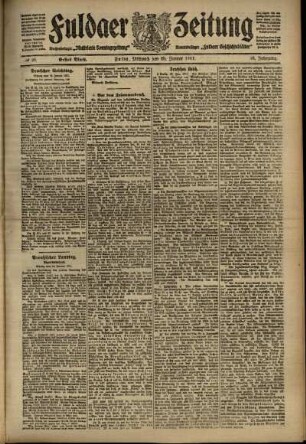 Erste Ausgabe vom Mittwoch, den 25. Januar 1911.