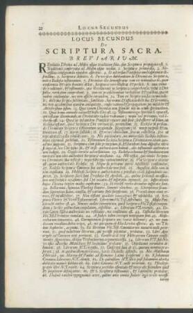 Locus Secundus De Scriptura Sacra.