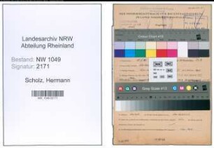 Entnazifizierung Hermann Scholz , geb. 18.03.1909 (Werkmeister)