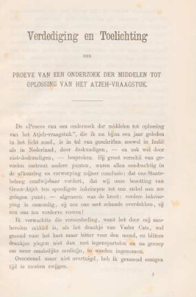Verdediging en toelichting ...