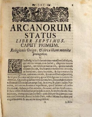 Arcanorum status libri decem, 7/8.. De religione et consilio