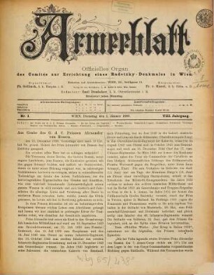 Armee-Blatt : militärwissenschaftliche Wochenschrift für die Interessen unserer Land- und Seemacht. 8. 1889