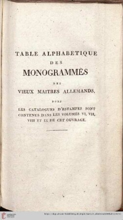 Table alphabetique des monogrammes