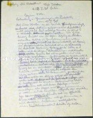 Handschriftliches Protokoll einer Mitgliederversammlung der Künstlervereinigung "Die Abstrakten" - Sachkonvolut
