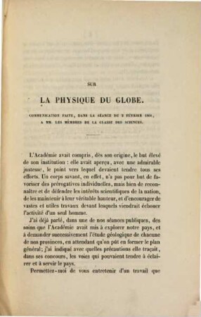 Sur la physique du globe, en Belgique