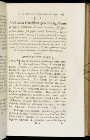 Assertionis Pars I,[...]